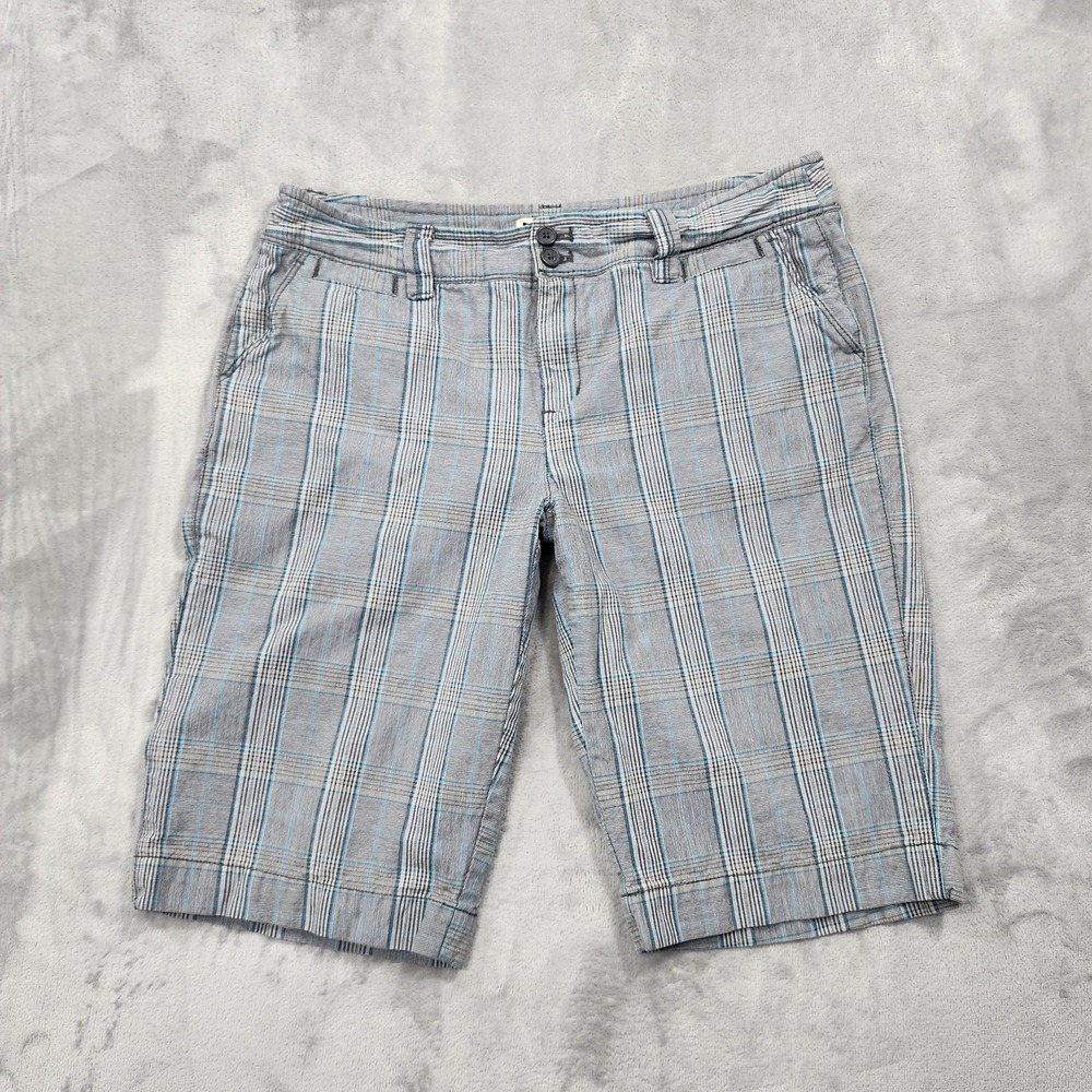 Vintage Route 66 Shorts Womens 9/10 Gray Plaid Bermuda Flat Front Skater Casual